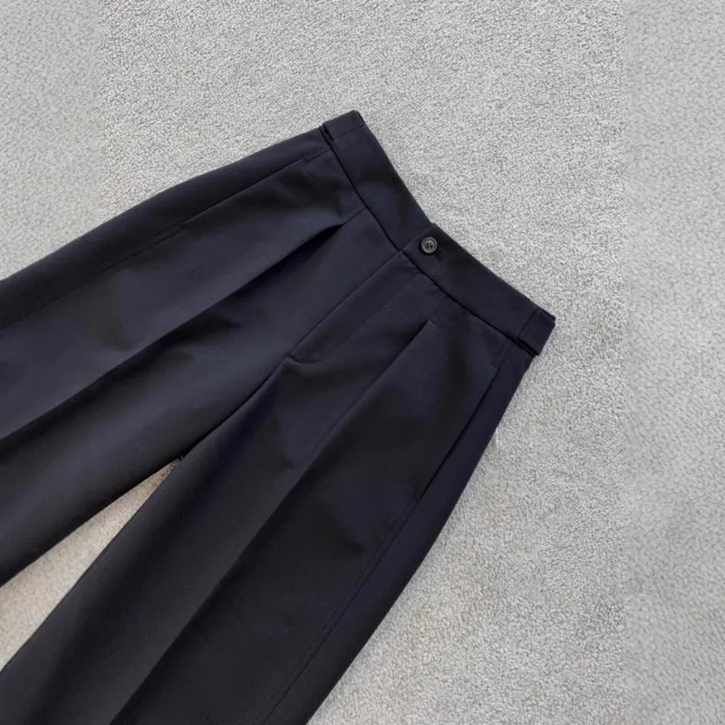 Damen Elegante weite Stoffhose mit Falten Drune