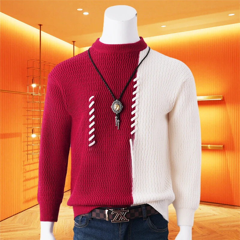 Herren Halbgeteilter Strickpullover mit Zierkordel-Detail Drune