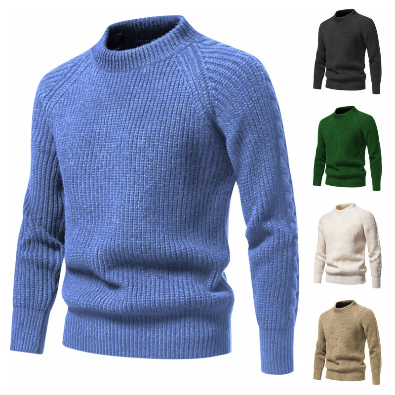 Herren Grobstruktur-Mockneck-Pullover mit verstärktem Rippenbund und Raglanärmeln Drune