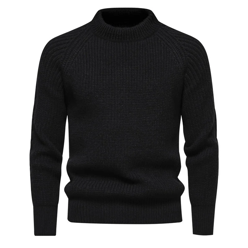 Herren Grobstruktur-Mockneck-Pullover mit verstärktem Rippenbund und Raglanärmeln Drune