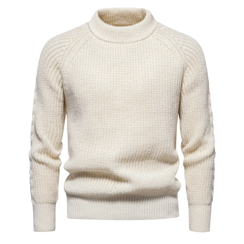 Herren Grobstruktur-Mockneck-Pullover mit verstärktem Rippenbund und Raglanärmeln Drune