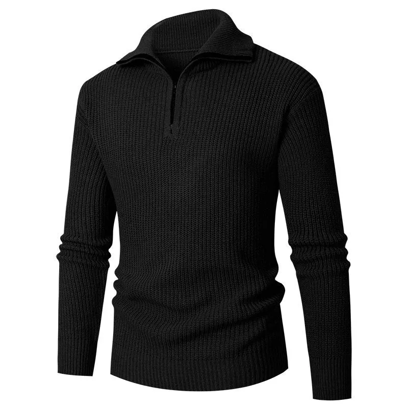 Herren Grobstruktur-Halbzip-Mockneck-Pullover aus thermoregulierendem Baumwollmix Drune