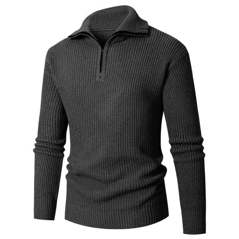 Herren Grobstruktur-Halbzip-Mockneck-Pullover aus thermoregulierendem Baumwollmix Drune