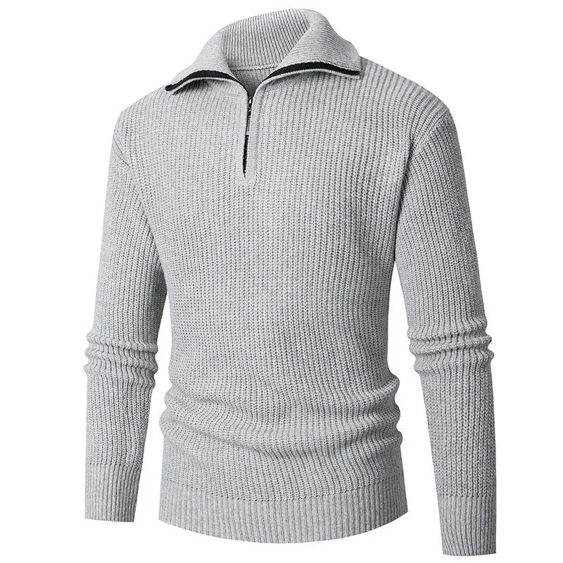 Herren Grobstruktur-Halbzip-Mockneck-Pullover aus thermoregulierendem Baumwollmix Drune