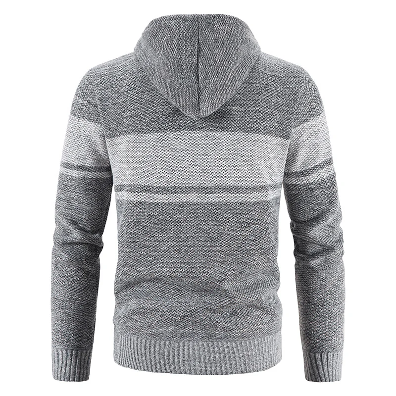 Herren Gestrickte Kapuzen‑Strickjacke mit Teddyfutter und durchgehendem Reißverschluss Drune