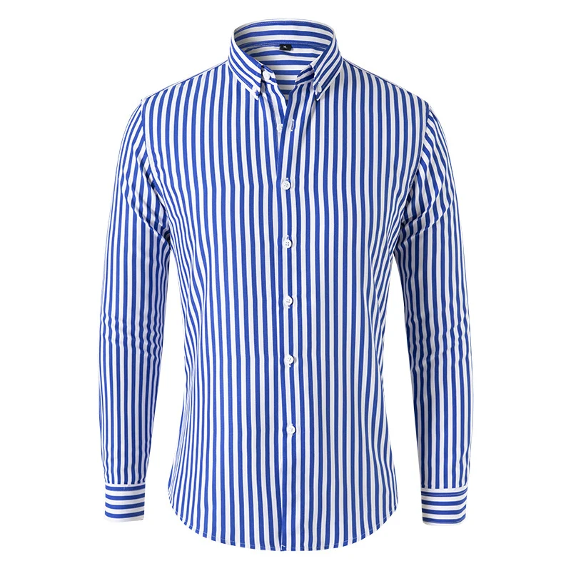 Herren Gestreiftes Slim‑Fit Hemd mit Button‑Down‑Kragen und taillierter Silhouette Drune