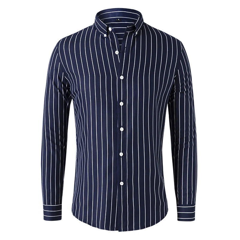 Herren Gestreiftes Slim‑Fit Hemd mit Button‑Down‑Kragen und taillierter Silhouette Drune