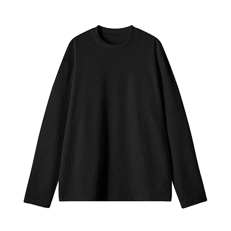 Herren Geripptes Langarmshirt aus Feinstrick mit Rundhalsausschnitt Drune