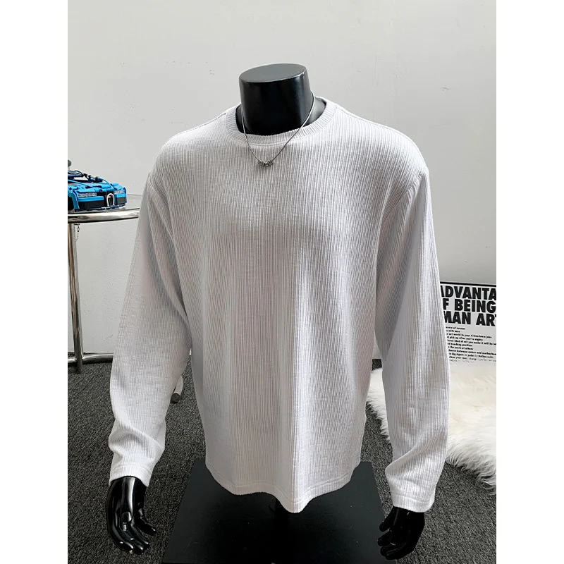 Herren Geripptes Langarmshirt aus Feinstrick mit Rundhalsausschnitt Drune
