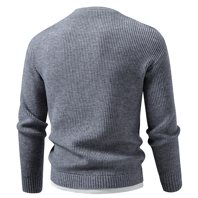 Herren Gerippter Strickpullover mit V-Notch und Lagenlook Drune
