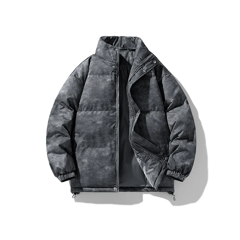 Herren Gepolsterte Steppjacke mit Samtoptik, Kastenform und hohem Stehkragen Drune