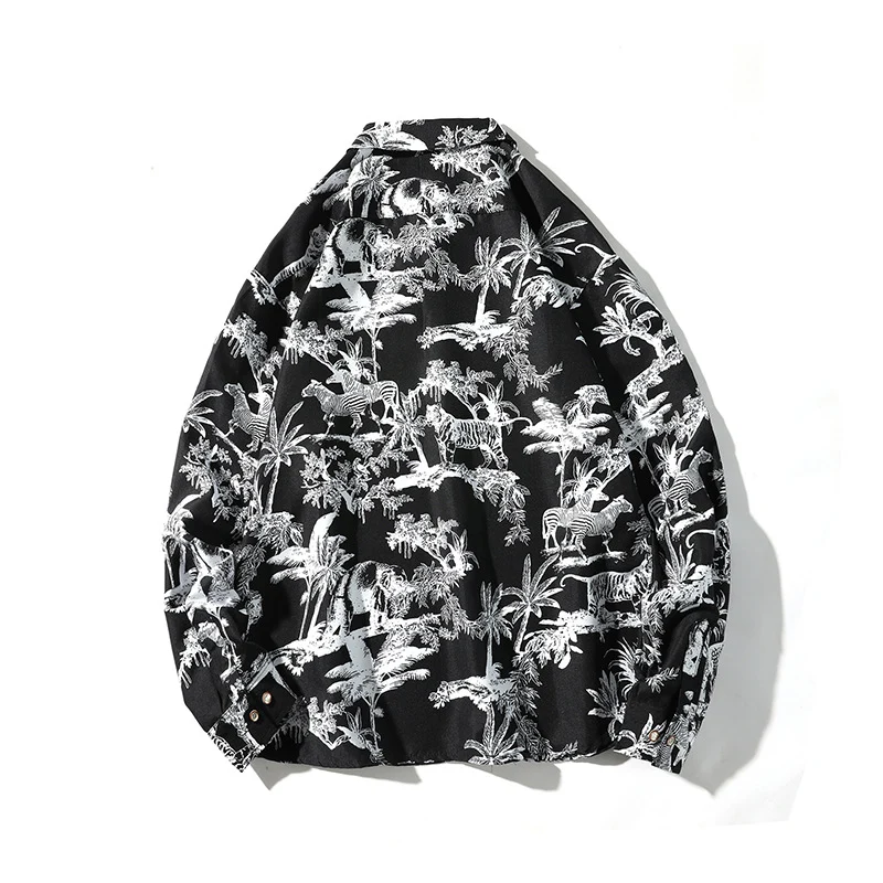 Herren Gemustertes Oversize-Hemd mit tropischem Animal-Print Drune