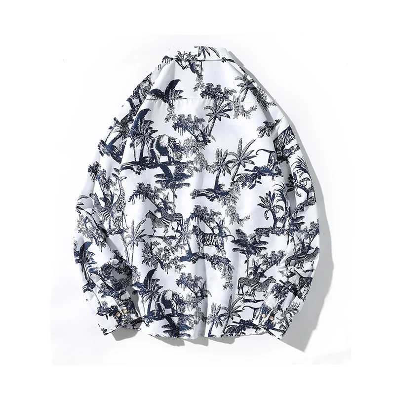 Herren Gemustertes Oversize-Hemd mit tropischem Animal-Print Drune