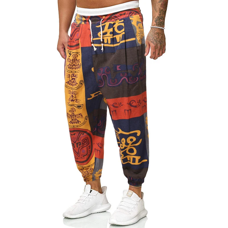 Herren Gemusterte Relaxed-Fit Jogginghose mit Tunnelzug, elastischem Bund und Gummibündchen Drune