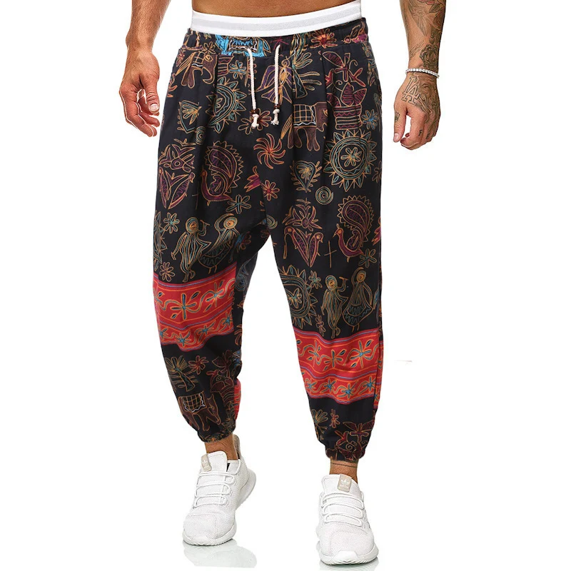 Herren Gemusterte Relaxed-Fit Jogginghose mit Tunnelzug, elastischem Bund und Gummibündchen Drune