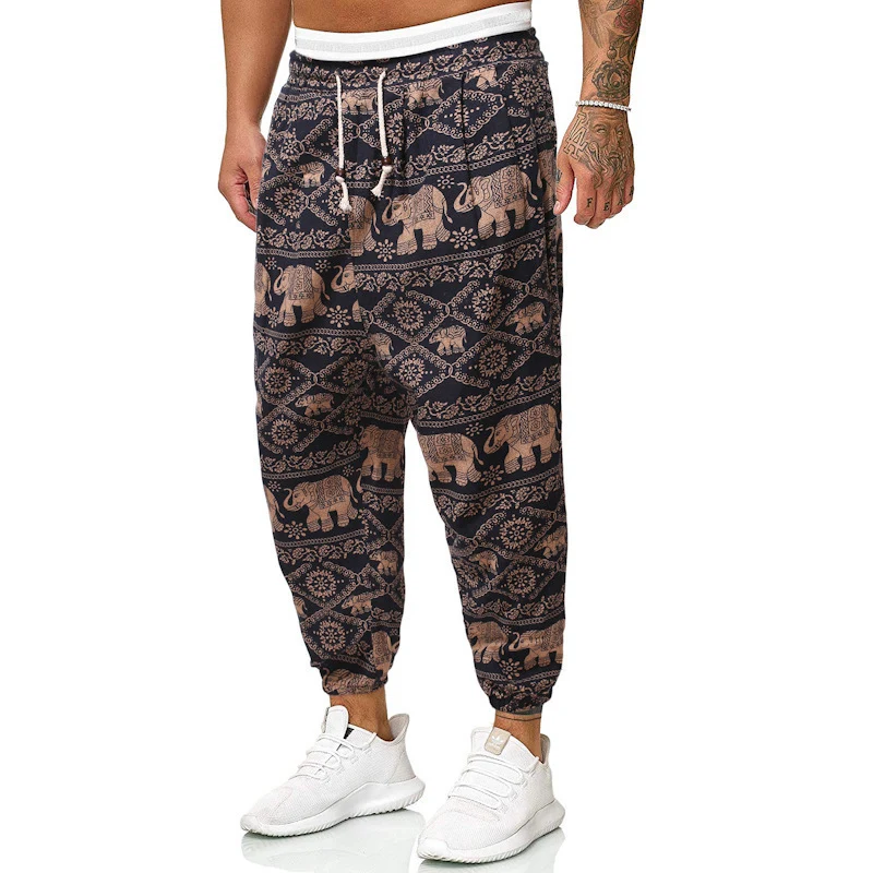 Herren Gemusterte Relaxed-Fit Jogginghose mit Tunnelzug, elastischem Bund und Gummibündchen Drune