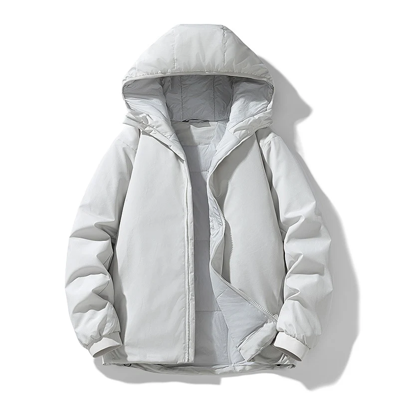 Herren Gefütterte Thermo-Winterjacke mit Kapuze, winddichter Shell und elastischen Bündchen Drune