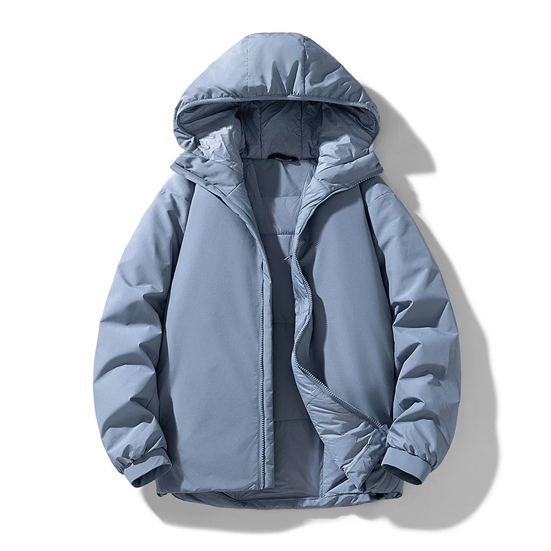 Herren Gefütterte Thermo-Winterjacke mit Kapuze, winddichter Shell und elastischen Bündchen Drune