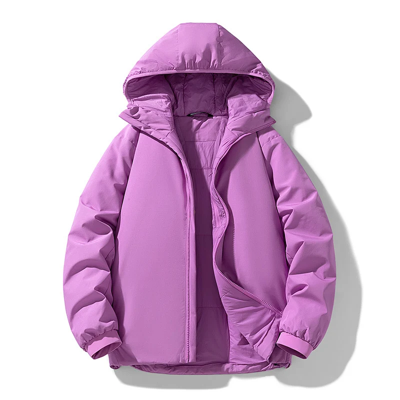 Herren Gefütterte Thermo-Winterjacke mit Kapuze, winddichter Shell und elastischen Bündchen Drune