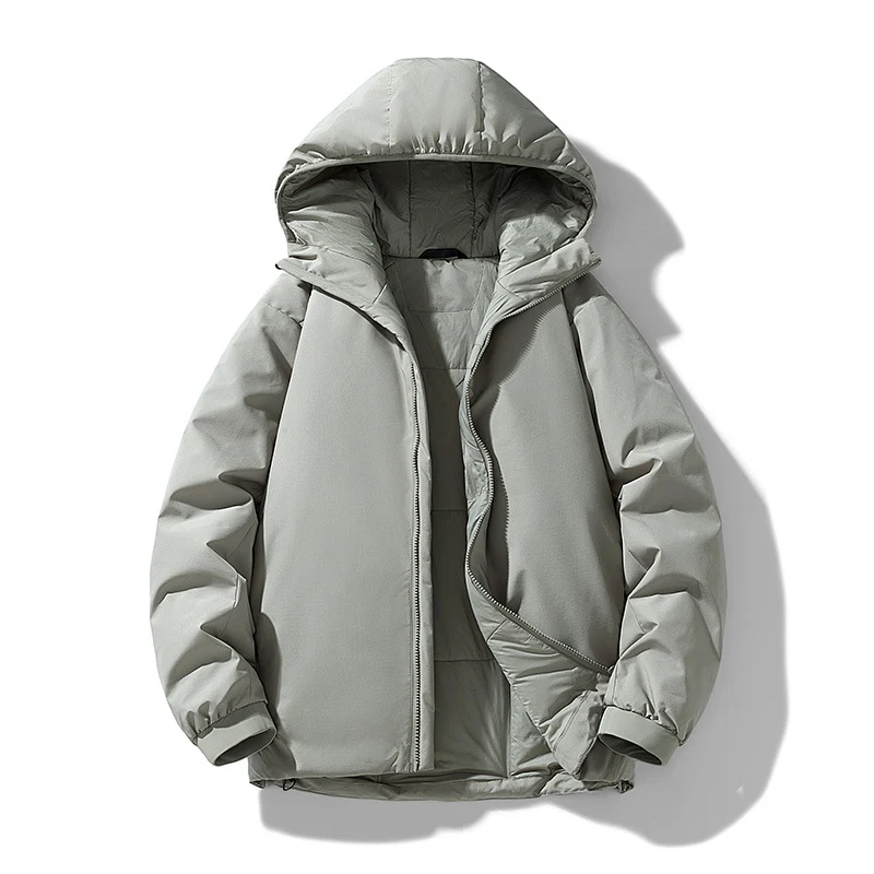 Herren Gefütterte Thermo-Winterjacke mit Kapuze, winddichter Shell und elastischen Bündchen Drune