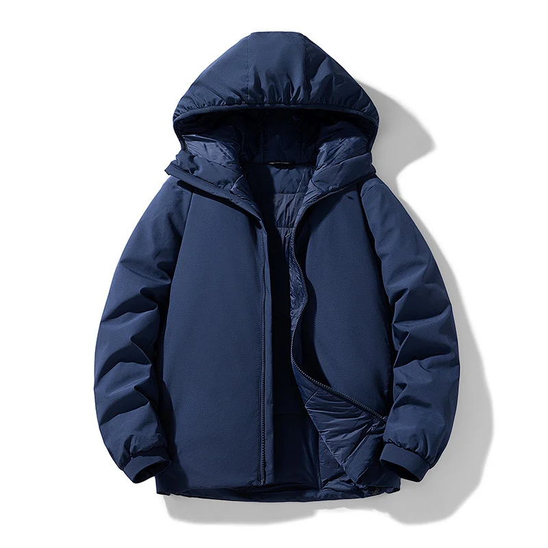 Herren Gefütterte Thermo-Winterjacke mit Kapuze, winddichter Shell und elastischen Bündchen Drune