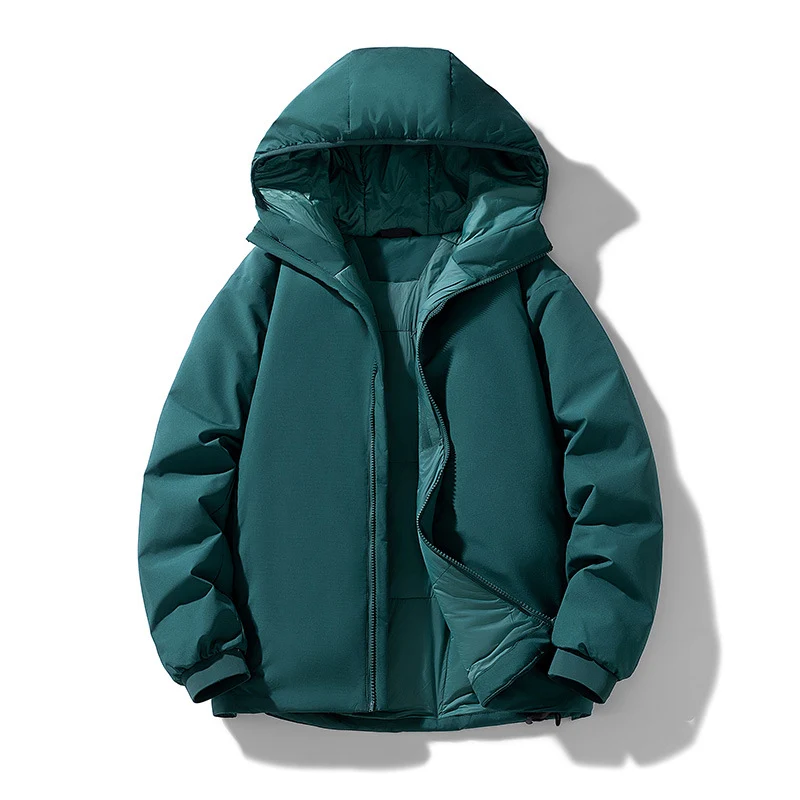 Herren Gefütterte Thermo-Winterjacke mit Kapuze, winddichter Shell und elastischen Bündchen Drune
