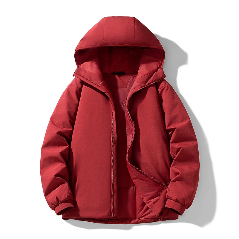 Herren Gefütterte Thermo-Winterjacke mit Kapuze, winddichter Shell und elastischen Bündchen Drune