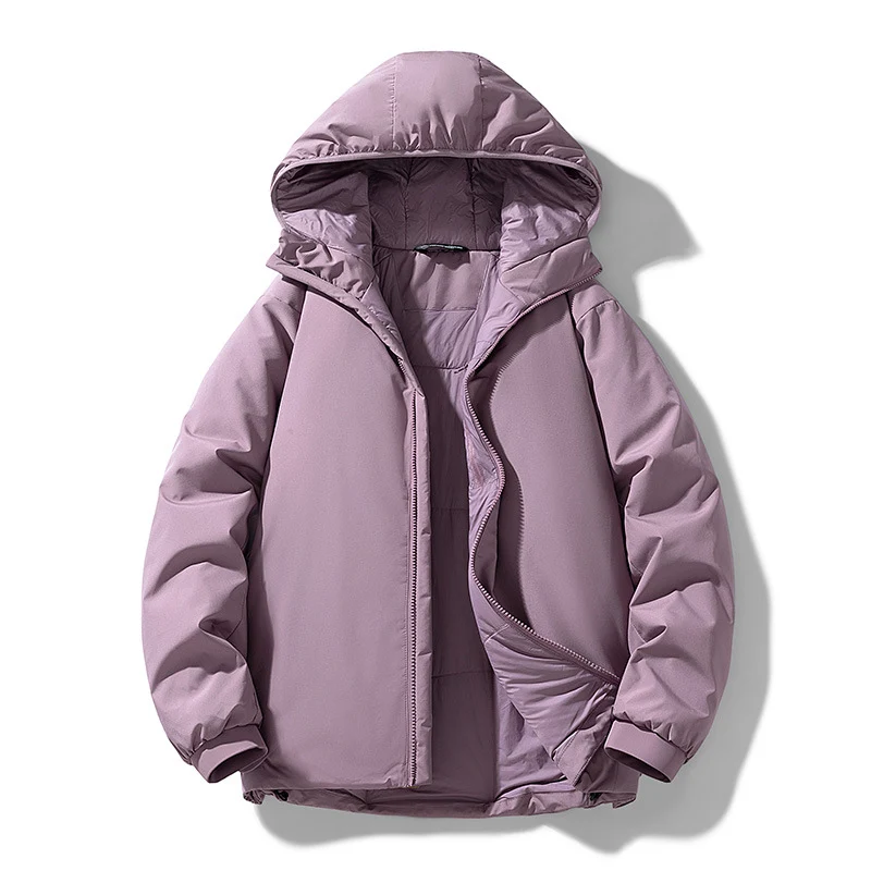 Herren Gefütterte Thermo-Winterjacke mit Kapuze, winddichter Shell und elastischen Bündchen Drune