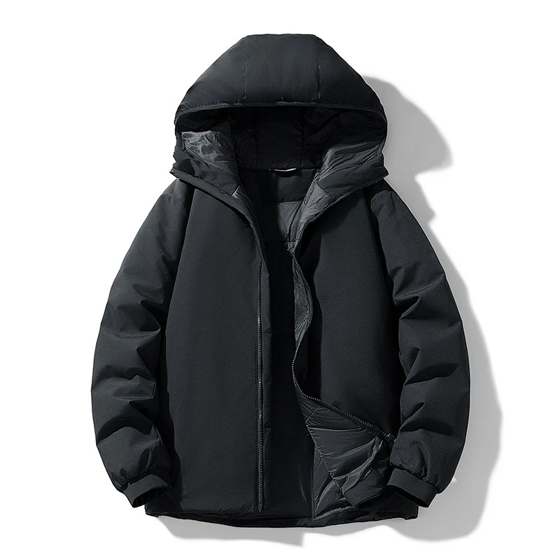 Herren Gefütterte Thermo-Winterjacke mit Kapuze, winddichter Shell und elastischen Bündchen Drune