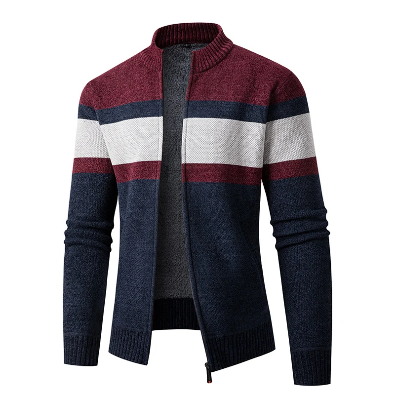 Herren Gefütterte Strickjacke mit durchgehendem Reißverschluss und Teddyfutter Drune