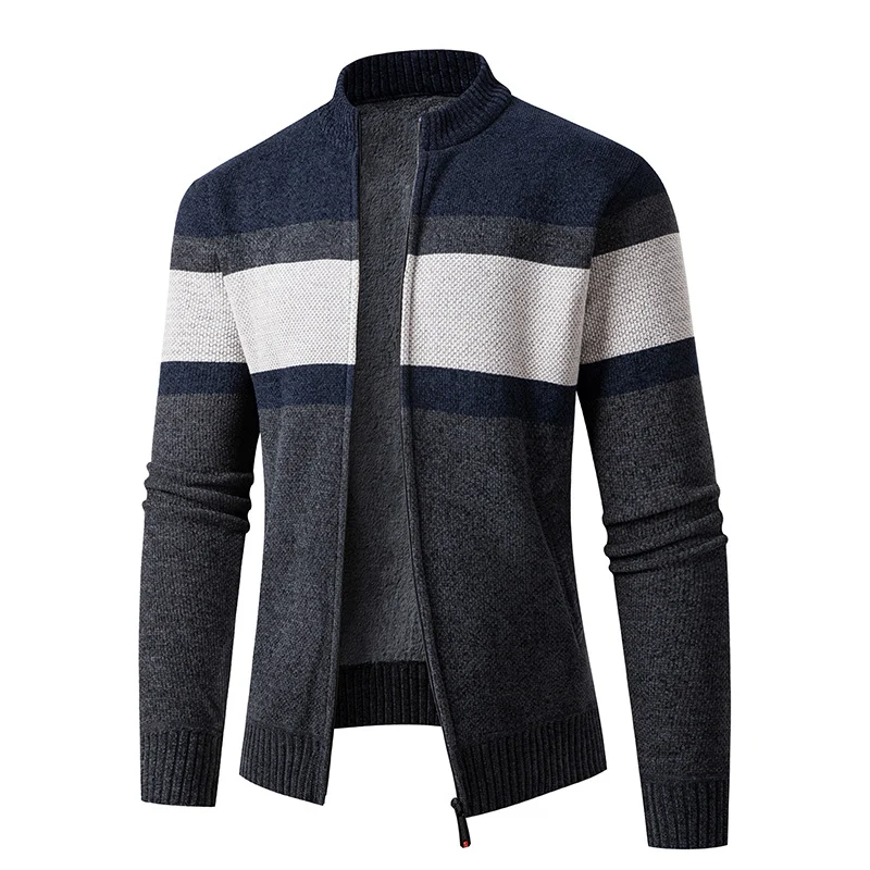 Herren Gefütterte Strickjacke mit durchgehendem Reißverschluss und Teddyfutter Drune