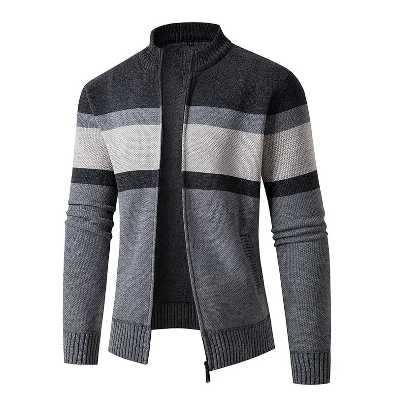 Herren Gefütterte Strickjacke mit durchgehendem Reißverschluss und Teddyfutter Drune