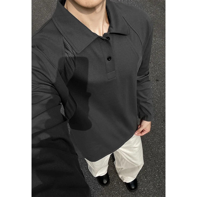 Herren Freizeit-Polokragen-Shirt mit Mesh-Einsätzen und Raglanärmeln Drune