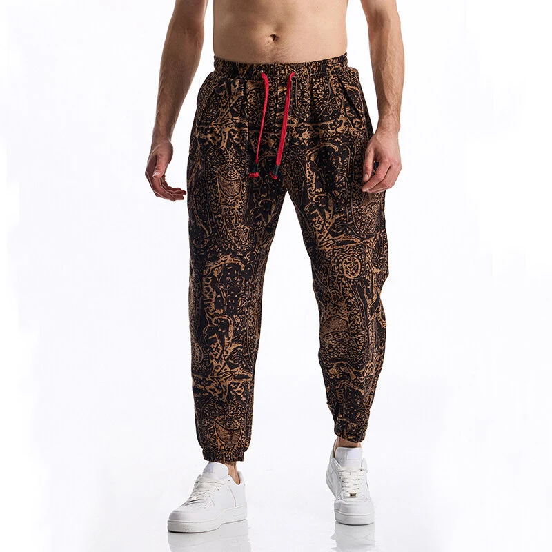 Herren Floral bedruckte Relaxed-Fit Jogginghose mit elastischem Bund und Kordelzug Drune
