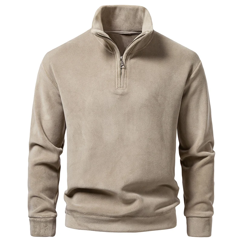 Herren Fleece-Halbzip-Pullover mit Stehkragen und weichem Mikrofleece Drune