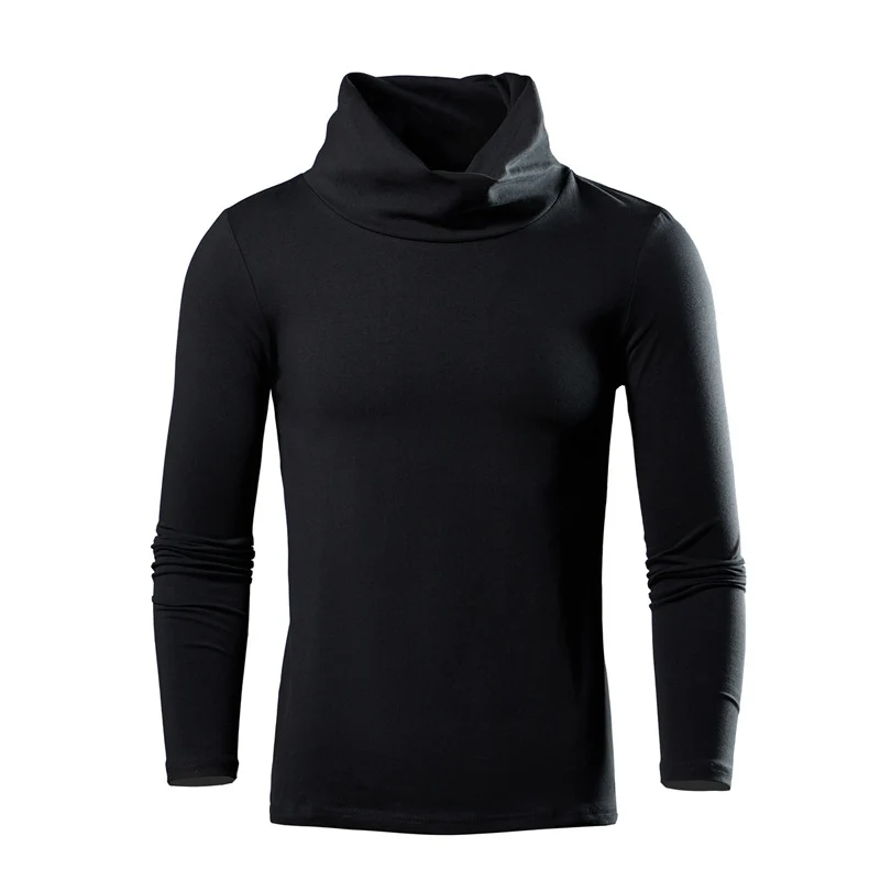 Herren Figurbetontes Longsleeve mit drapiertem Schlauchkragen und elastischem Baumwollmix Drune