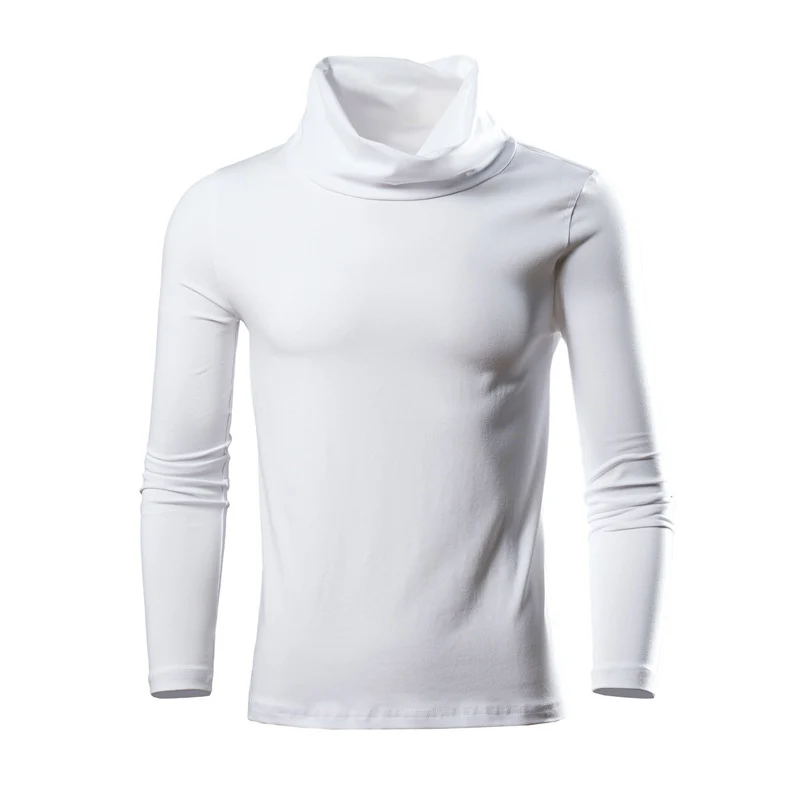 Herren Figurbetontes Longsleeve mit drapiertem Schlauchkragen und elastischem Baumwollmix Drune