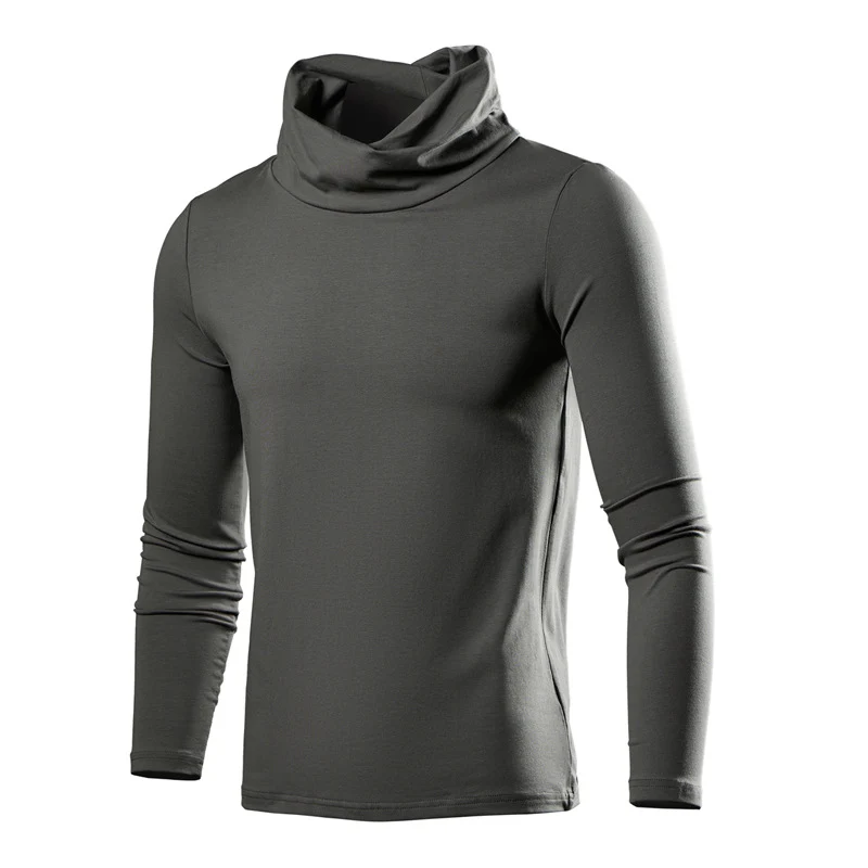 Herren Figurbetontes Longsleeve mit drapiertem Schlauchkragen und elastischem Baumwollmix Drune