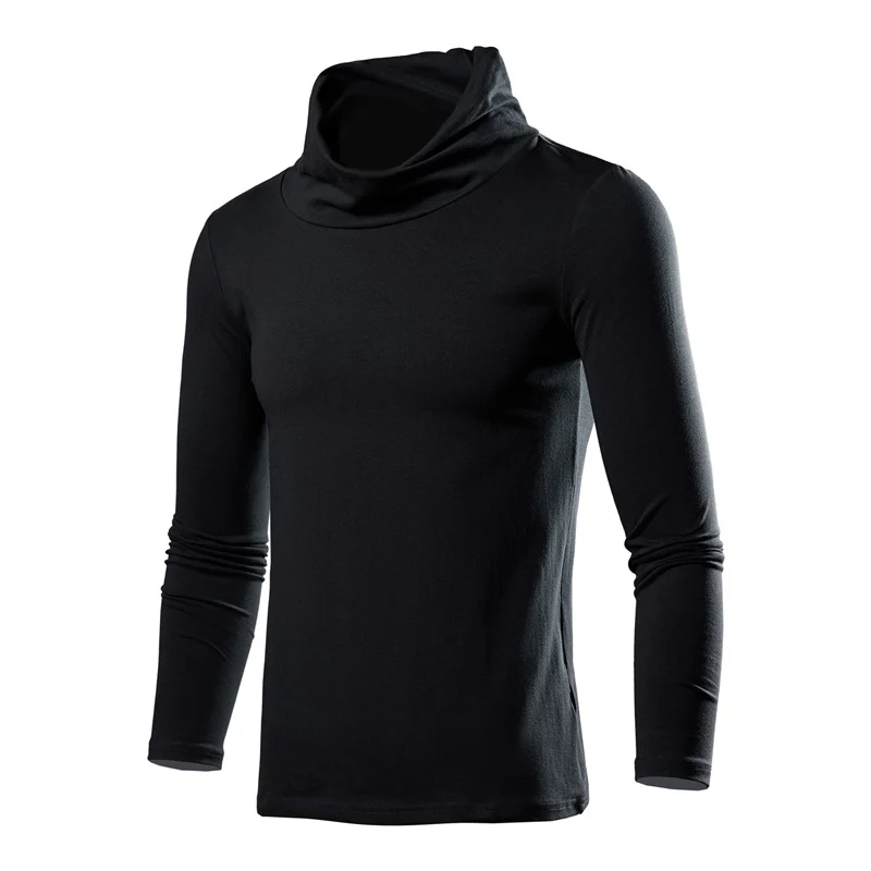 Herren Figurbetontes Longsleeve mit drapiertem Schlauchkragen und elastischem Baumwollmix Drune