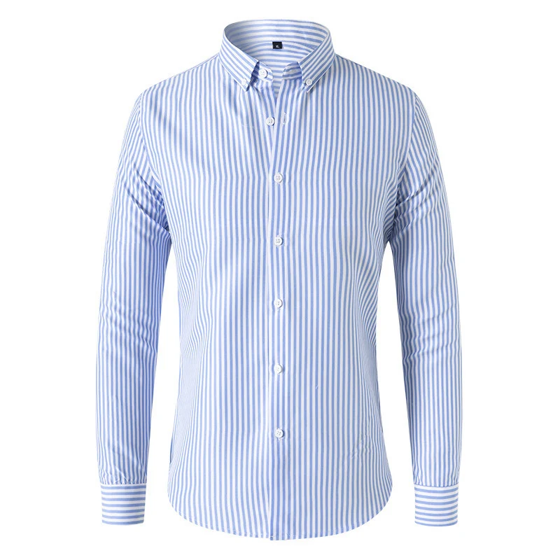 Herren Figurbetontes Button-Down-Hemd mit vertikalen Kontraststreifen und tailliertem Schnitt Drune