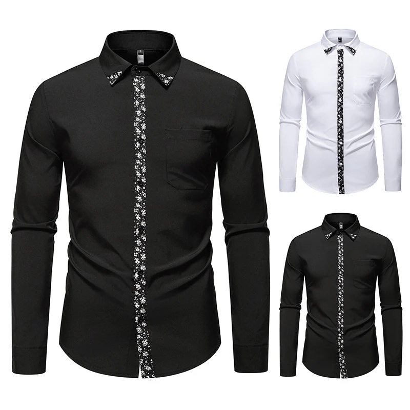 Herren Figurbetontes Business-Hemd mit kontrastreichen Blenden und Brusttasche Drune