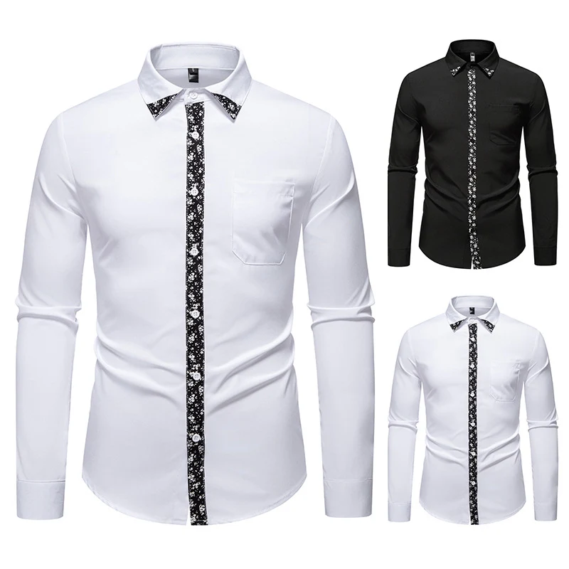 Herren Figurbetontes Business-Hemd mit kontrastreichen Blenden und Brusttasche Drune
