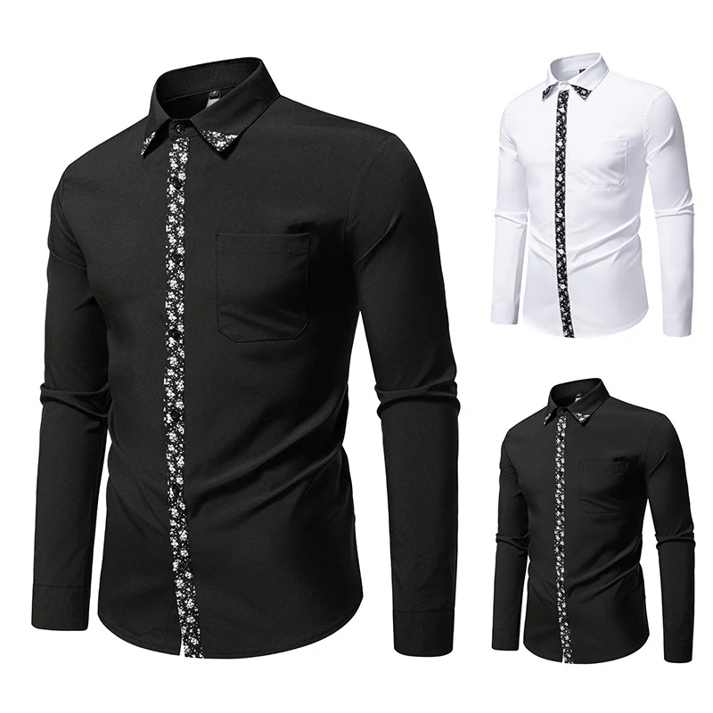 Herren Figurbetontes Business-Hemd mit kontrastreichen Blenden und Brusttasche Drune