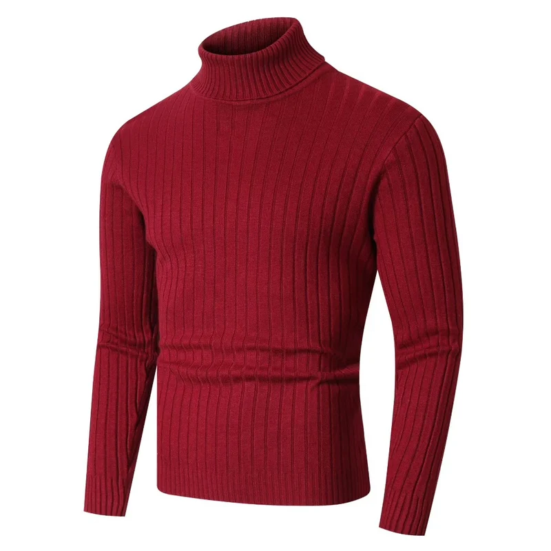 Herren Figurbetonter Rollkragenpullover im Rippenstruktur-Feinstrick Drune