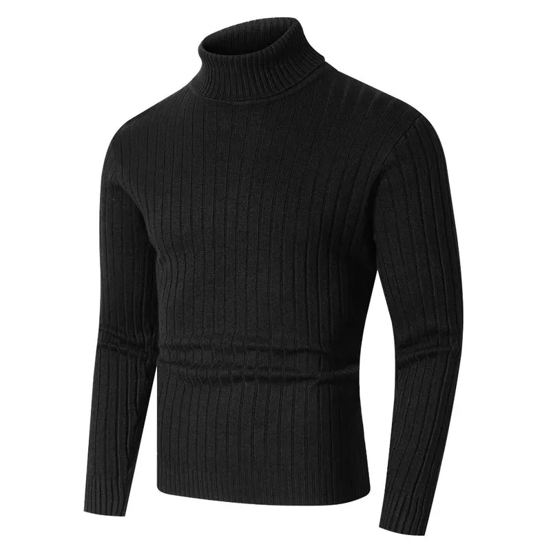 Herren Figurbetonter Rollkragenpullover im Rippenstruktur-Feinstrick Drune