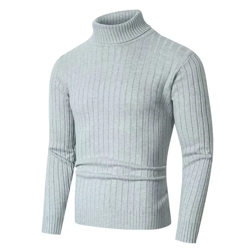 Herren Figurbetonter Rollkragenpullover im Rippenstruktur-Feinstrick Drune