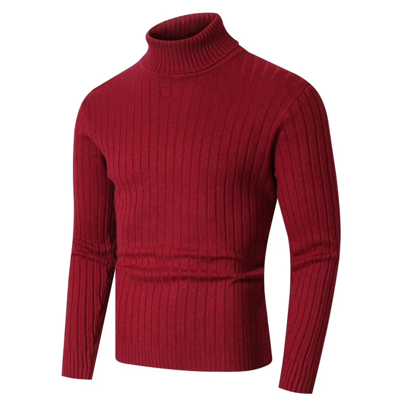 Herren Figurbetonter Rollkragenpullover im Rippenstruktur-Feinstrick Drune