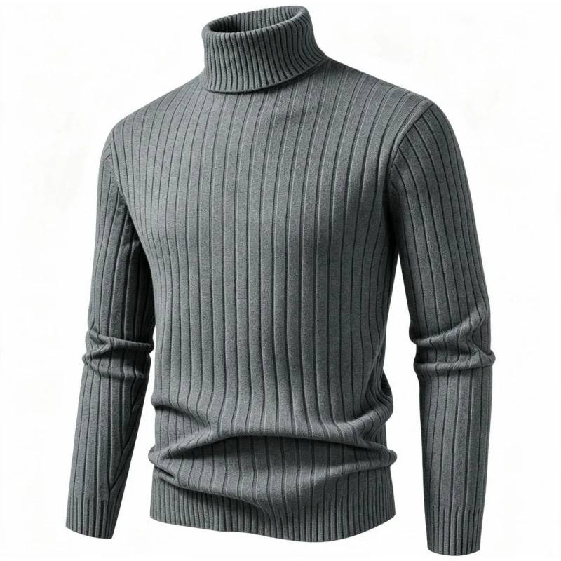 Herren Figurbetonter Rollkragenpullover im Rippenstruktur-Feinstrick Drune
