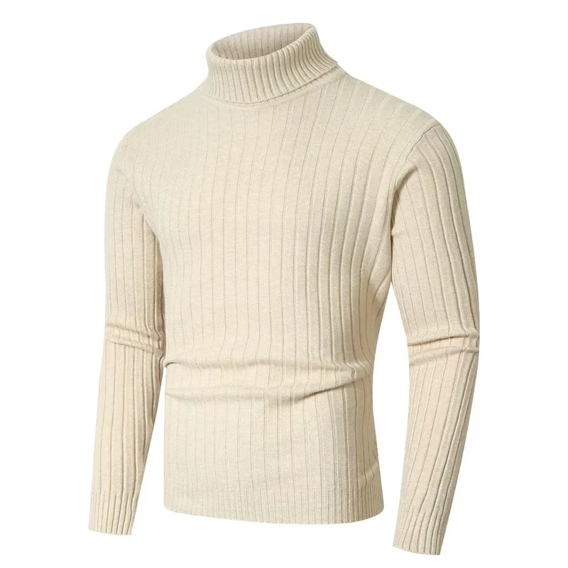 Herren Figurbetonter Rollkragenpullover im Rippenstruktur-Feinstrick Drune