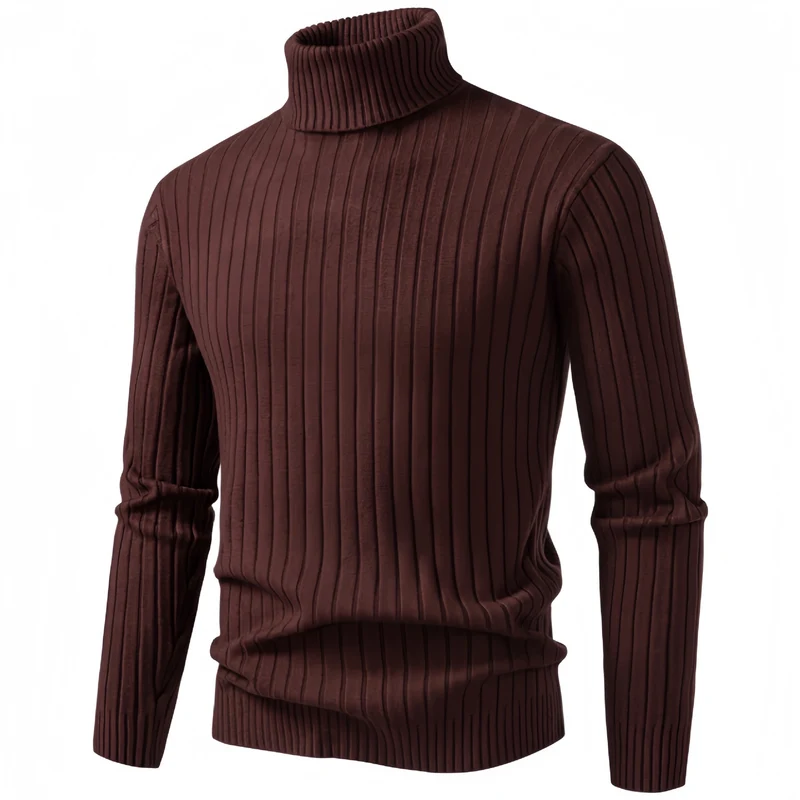 Herren Figurbetonter Rollkragenpullover im Rippenstruktur-Feinstrick Drune